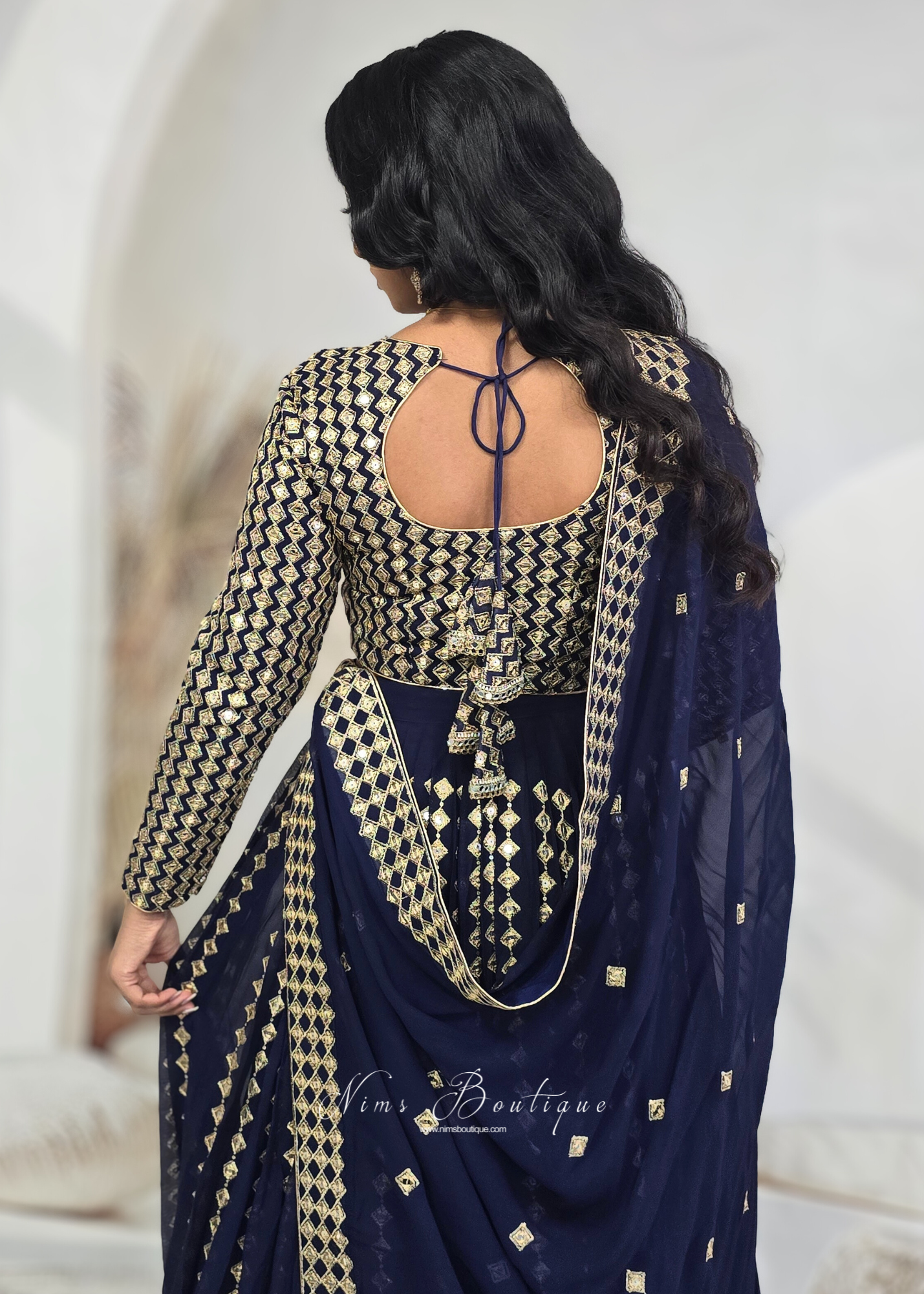 Karina Luxury Navy & Gold Lehnga (sizes 6-14)