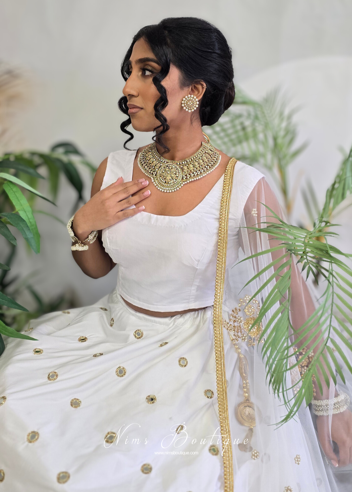 Madhubala Antique Gold & Pearl Statement necklace