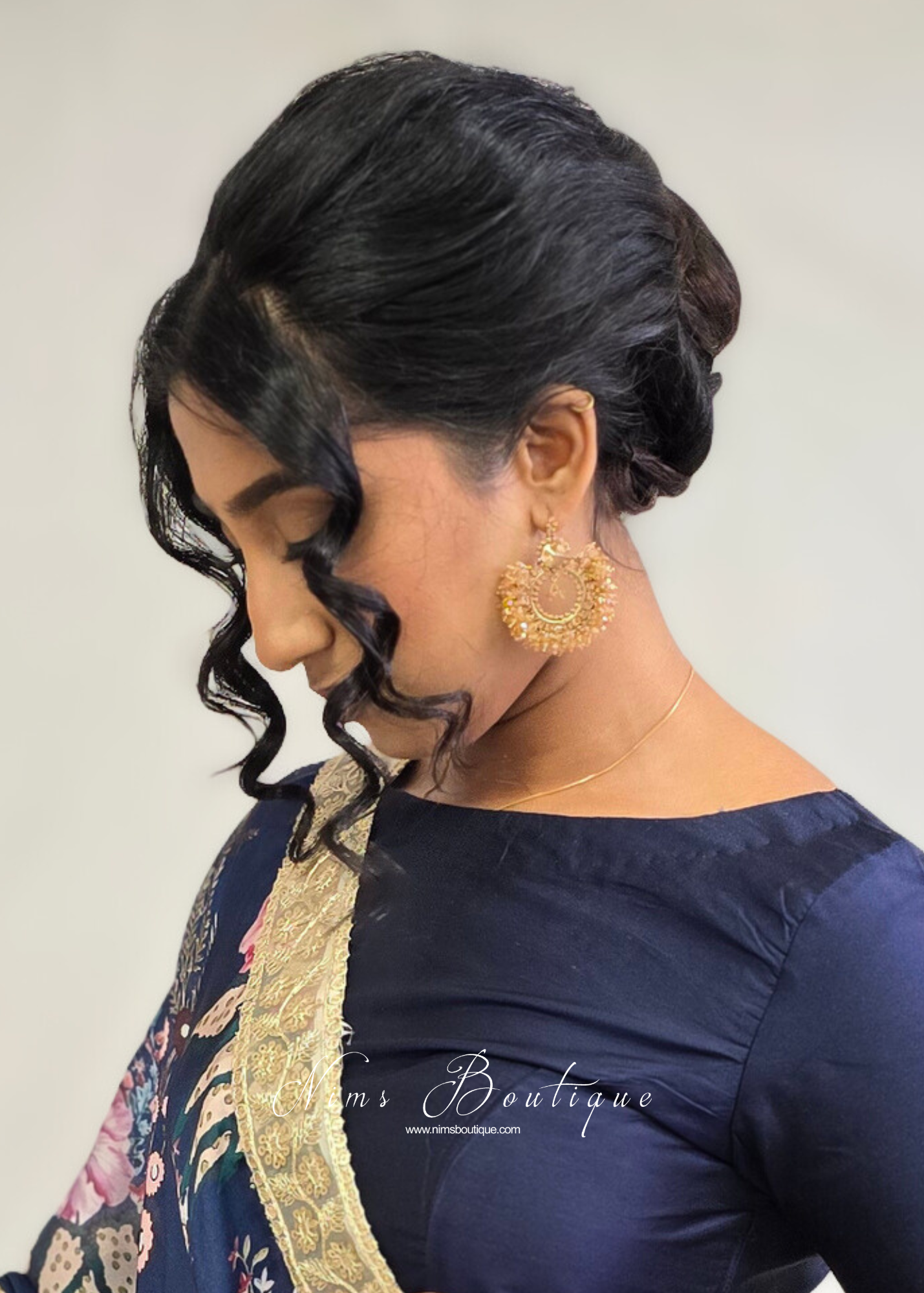 Meghna Royal Gold Stone Cluster Earrings