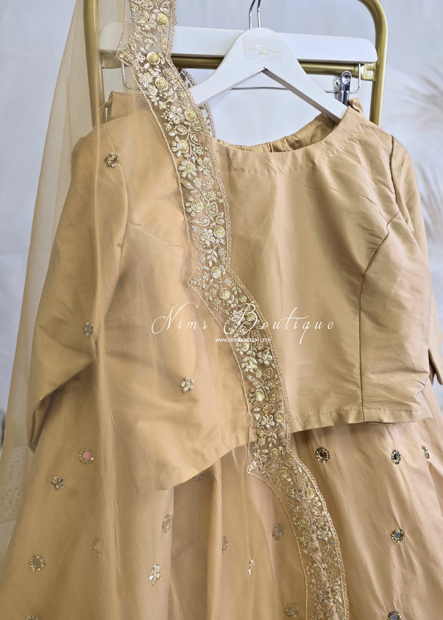 Gold Silk High Neck Blouse with sleeves (10-24)