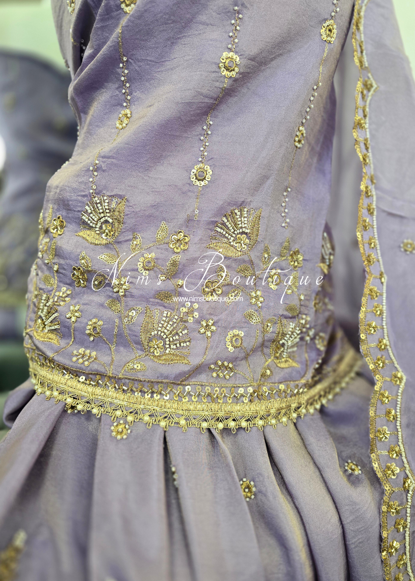Unstitched Lilac Embroidered Sharara Suit