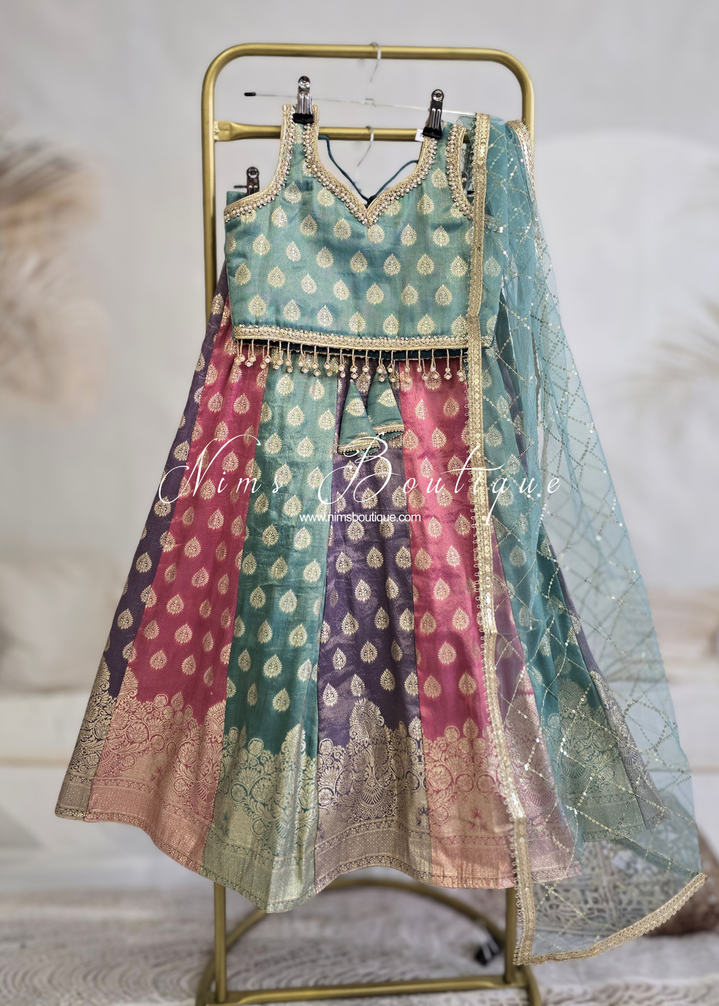 Luxury Lilac Multicolour Kids Lehnga