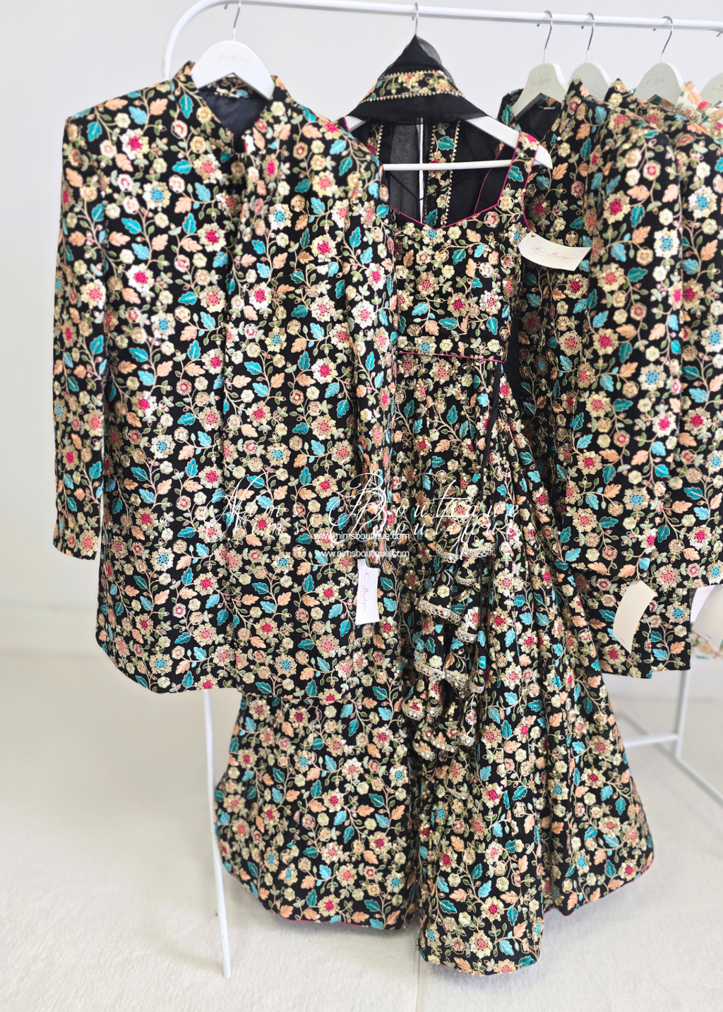 Luxury Black Embroidered Mens Sherwani Jacket