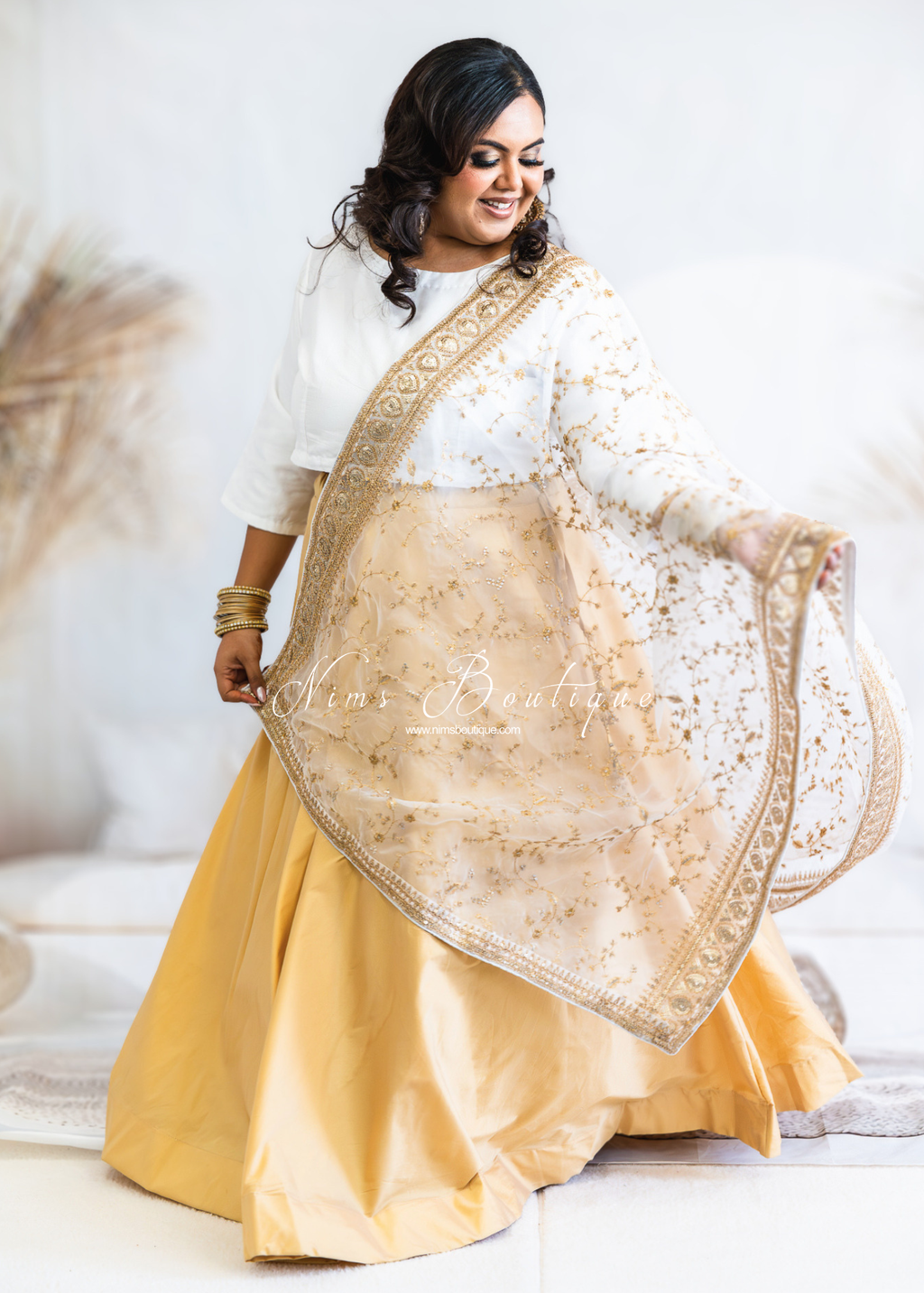 White Pure Silk High Neck Blouse with sleeves (size 4-26)