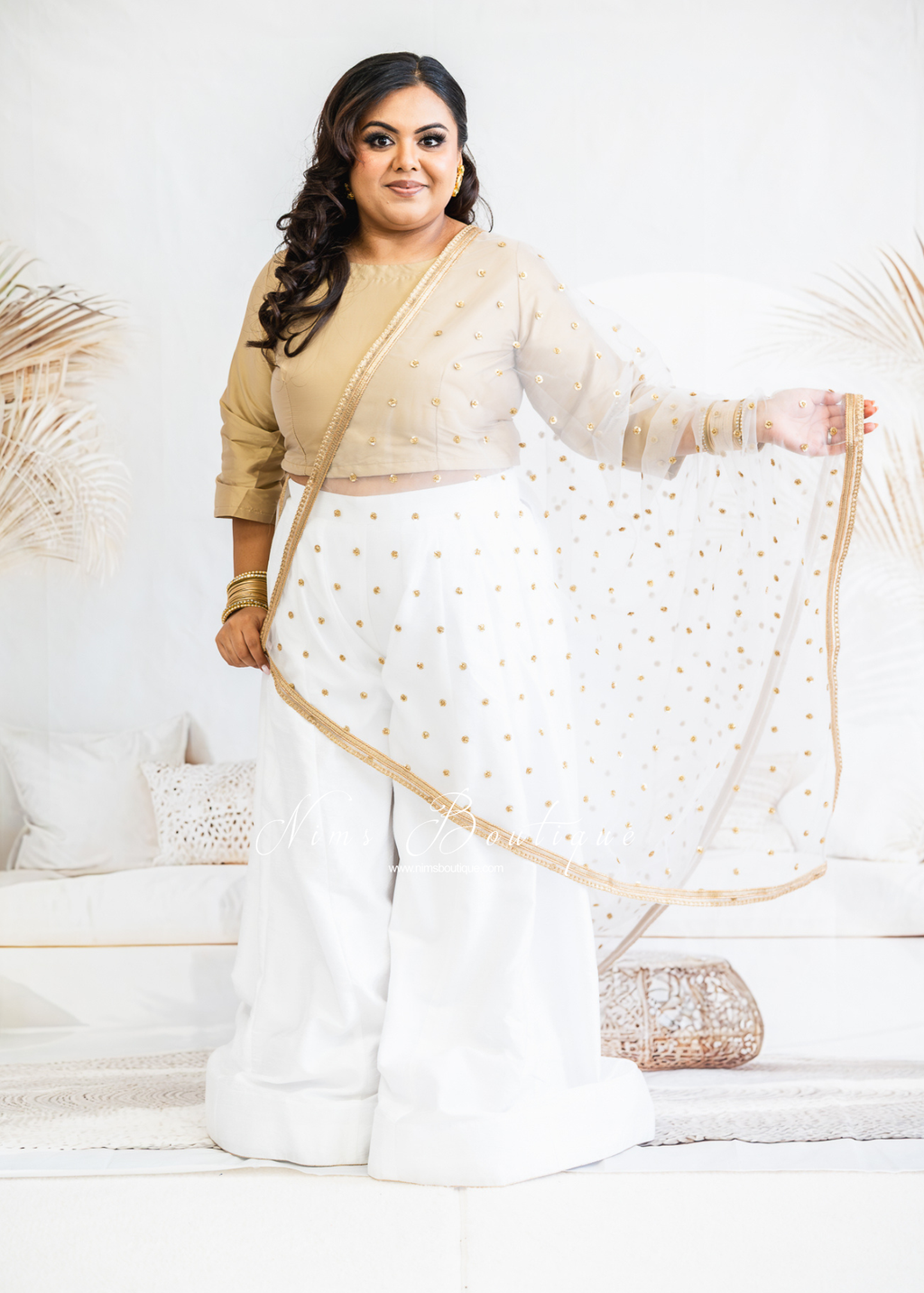Gold Silk High Neck Blouse with sleeves (10-24)