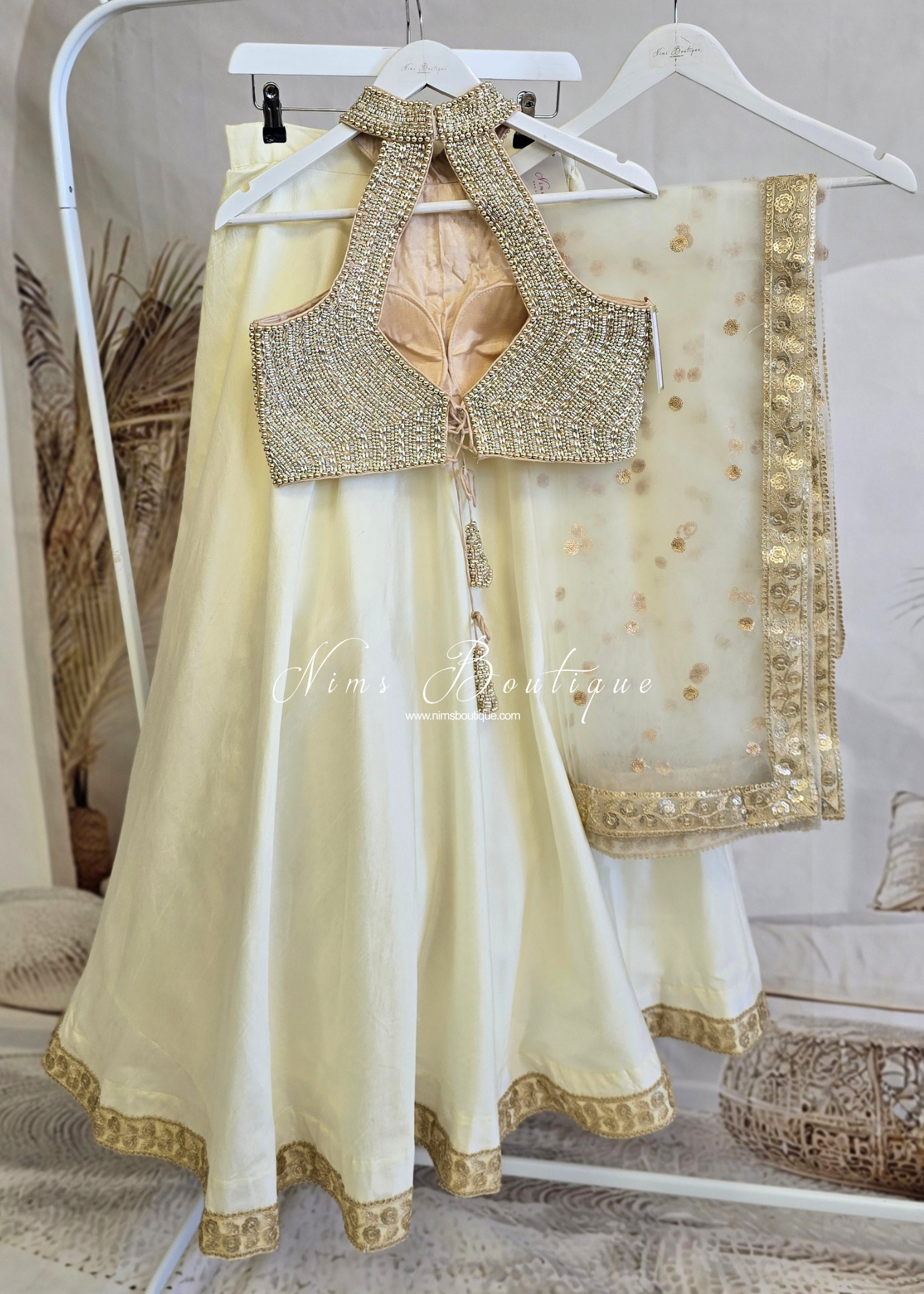 Saloni Readymade Cream Raw Silk skirt/lehnga (sizes 4-20)