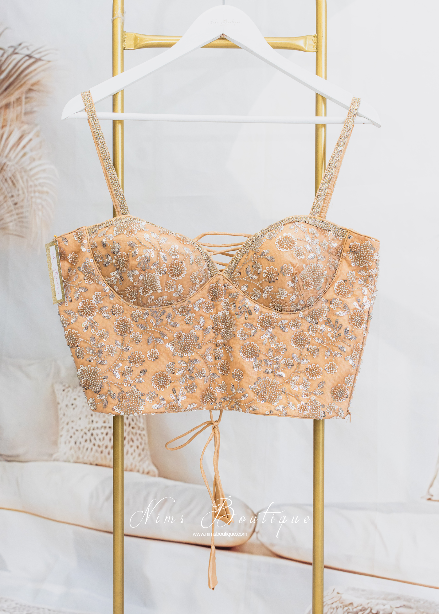 Luna Luxury Gold Sequin Corset Blouse (one size)