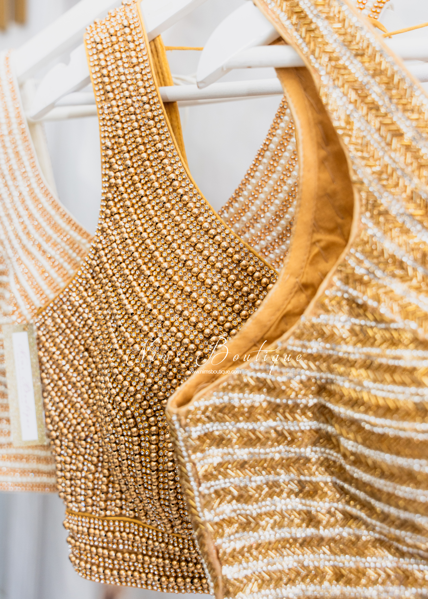 Isla NB Luxury Gold & Diamonte Bead Blouse (one size)