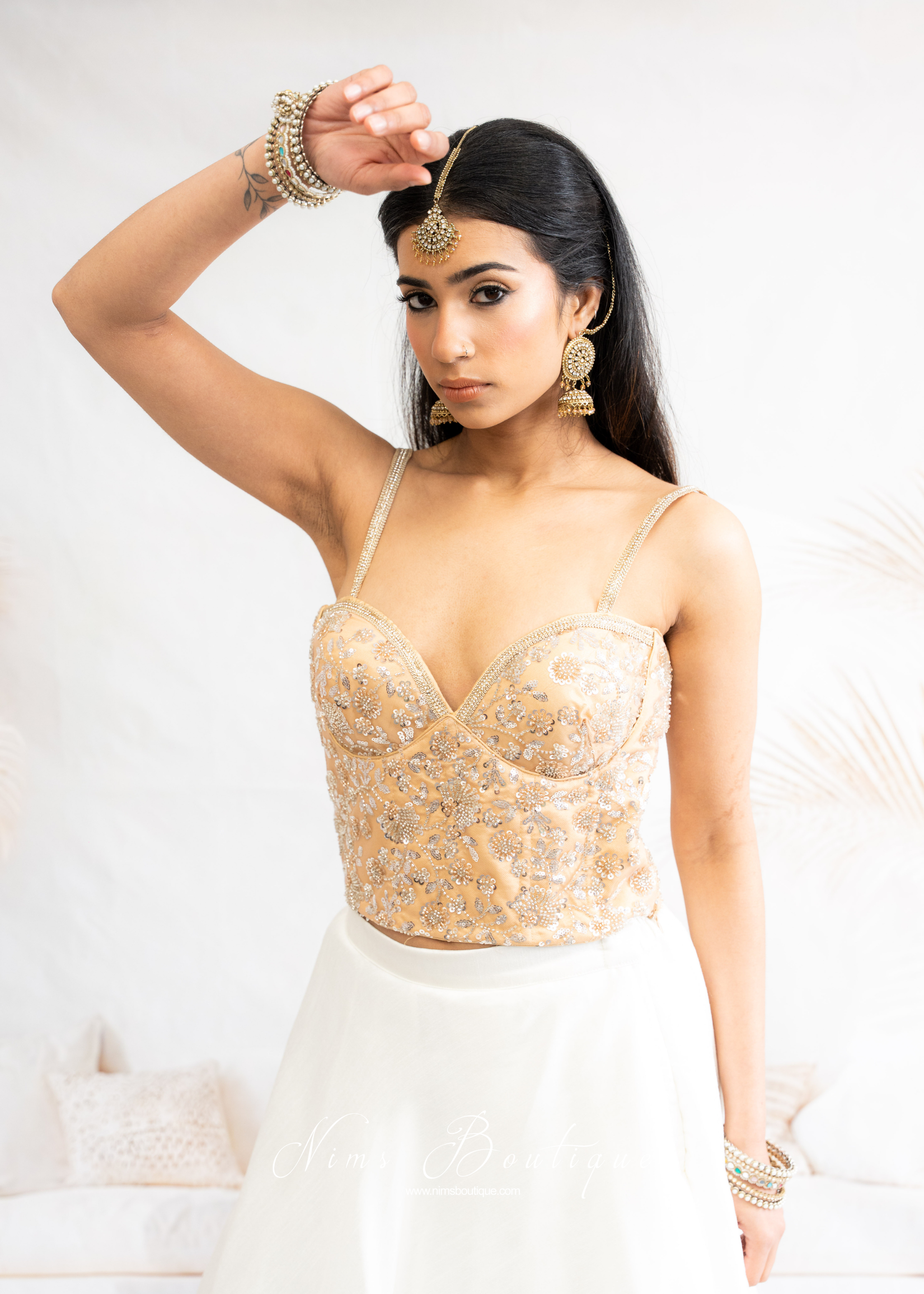 Luna Luxury Gold Sequin Corset Blouse (one size)