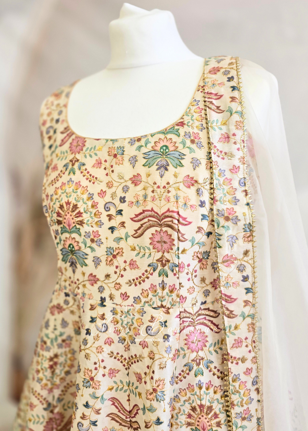 Mia Cream & Pastels Frock Pajami Suit (sizes 4-16)