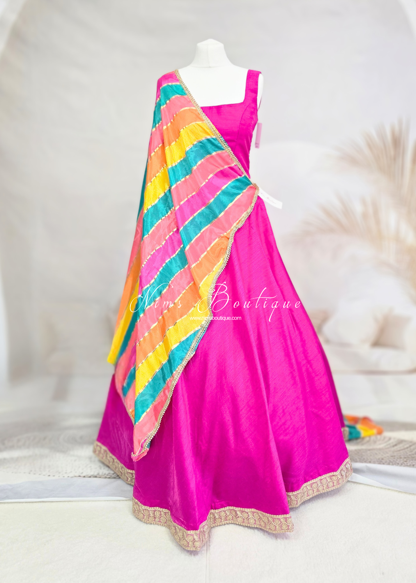 Saloni Readymade Hot Pink Raw Silk skirt/lehnga (sizes 4-20)