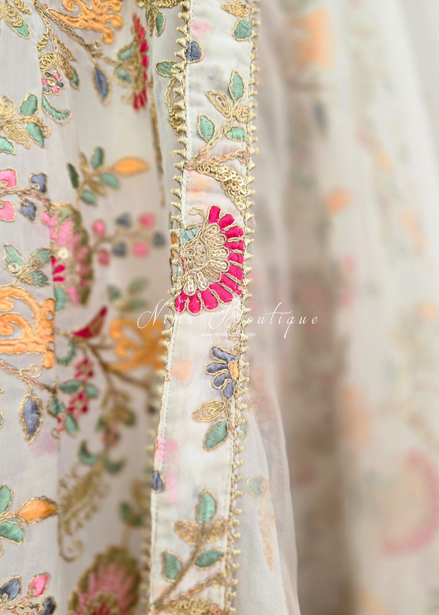 Amrita Luxury Ivory Multicolour Anarkali Suit with Pajami (size 4-16)