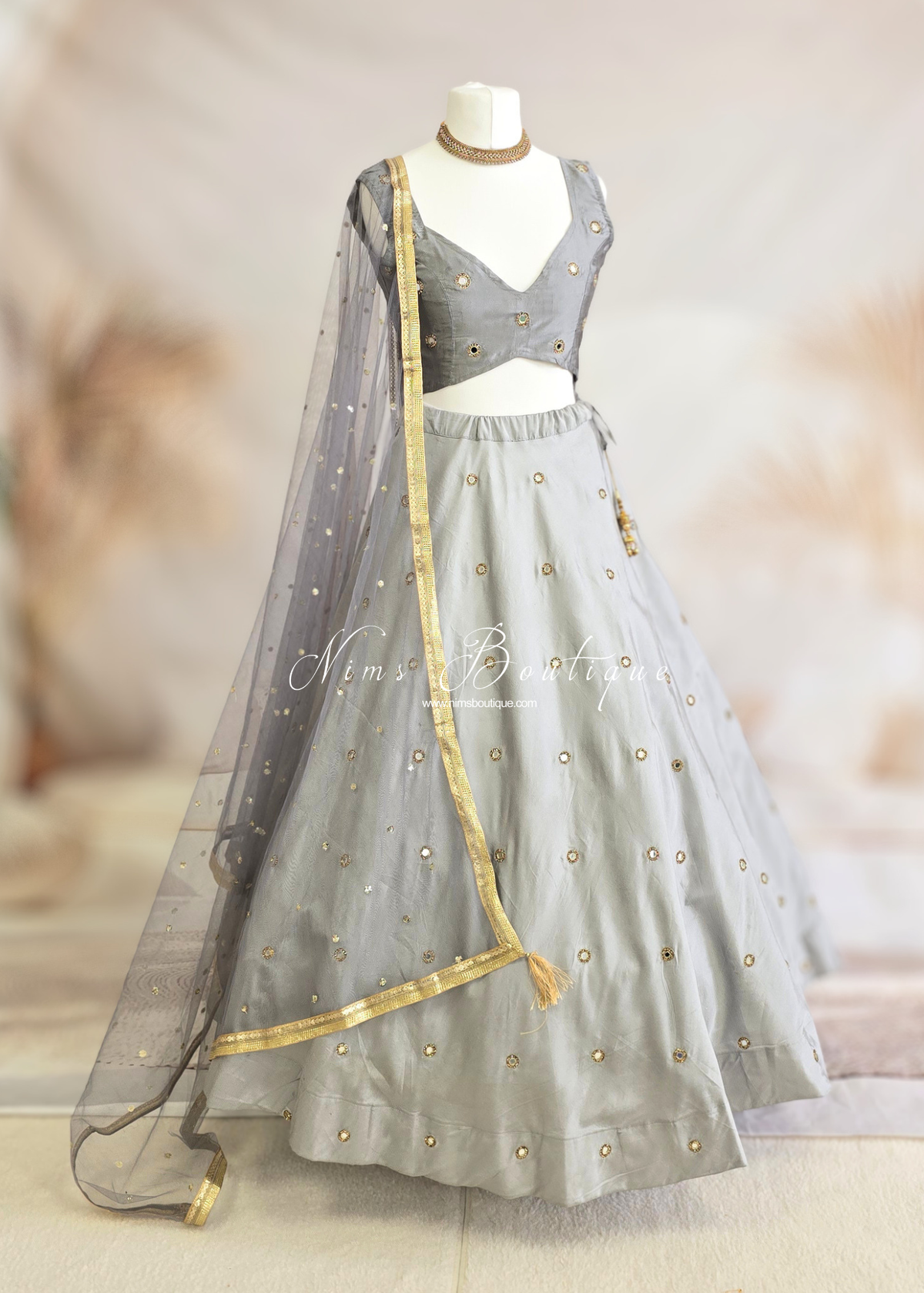 Rani Luxury Grey Mirror readymade skirt/lehnga (size 4-22)
