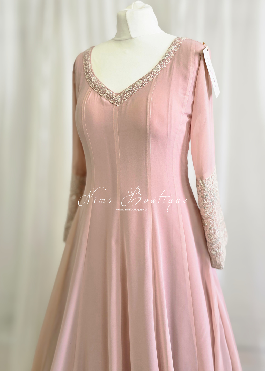 Pastel Long Embroidered Gown (size 10-12)