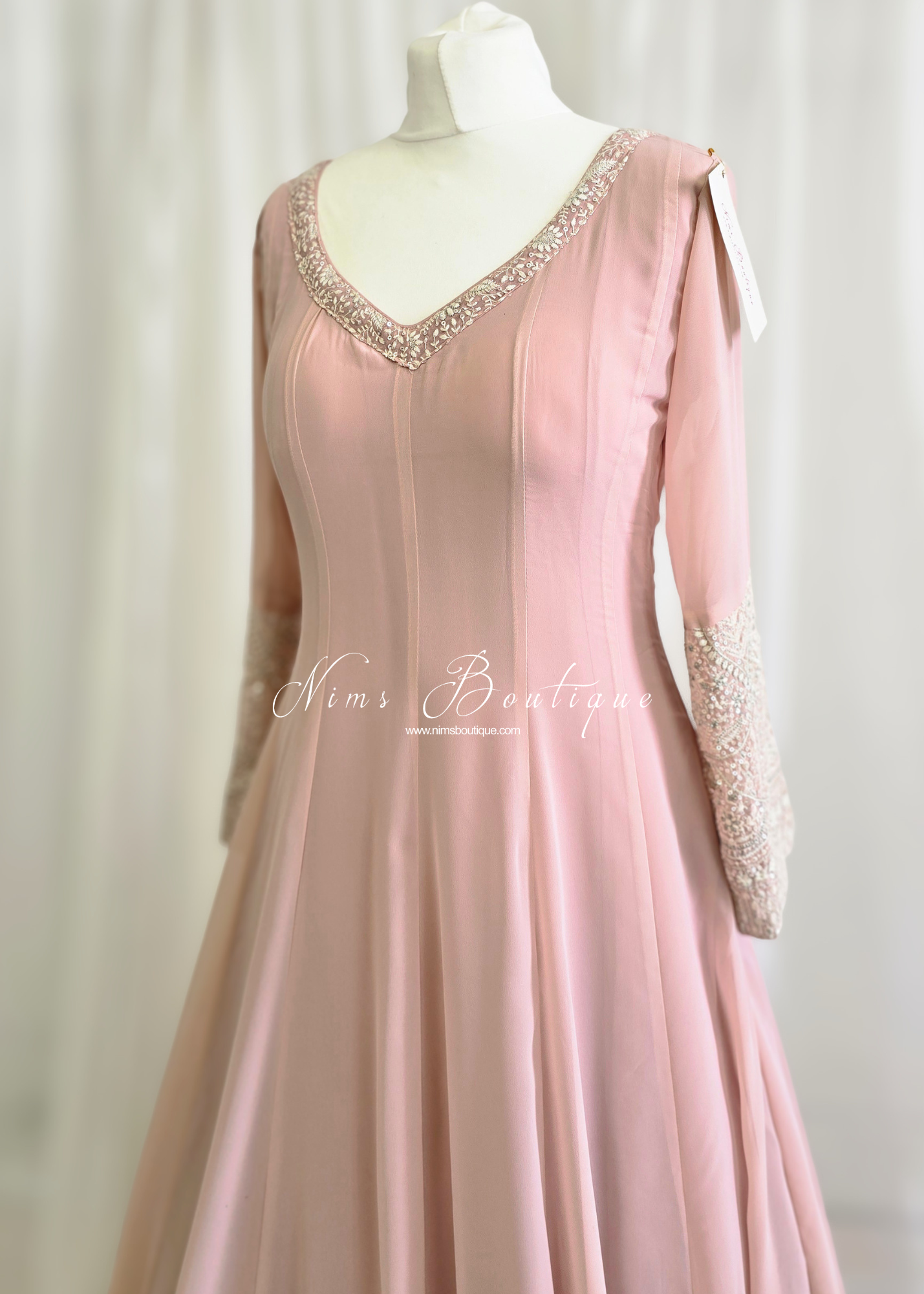 Pastel Long Embroidered Gown (size 10-12)