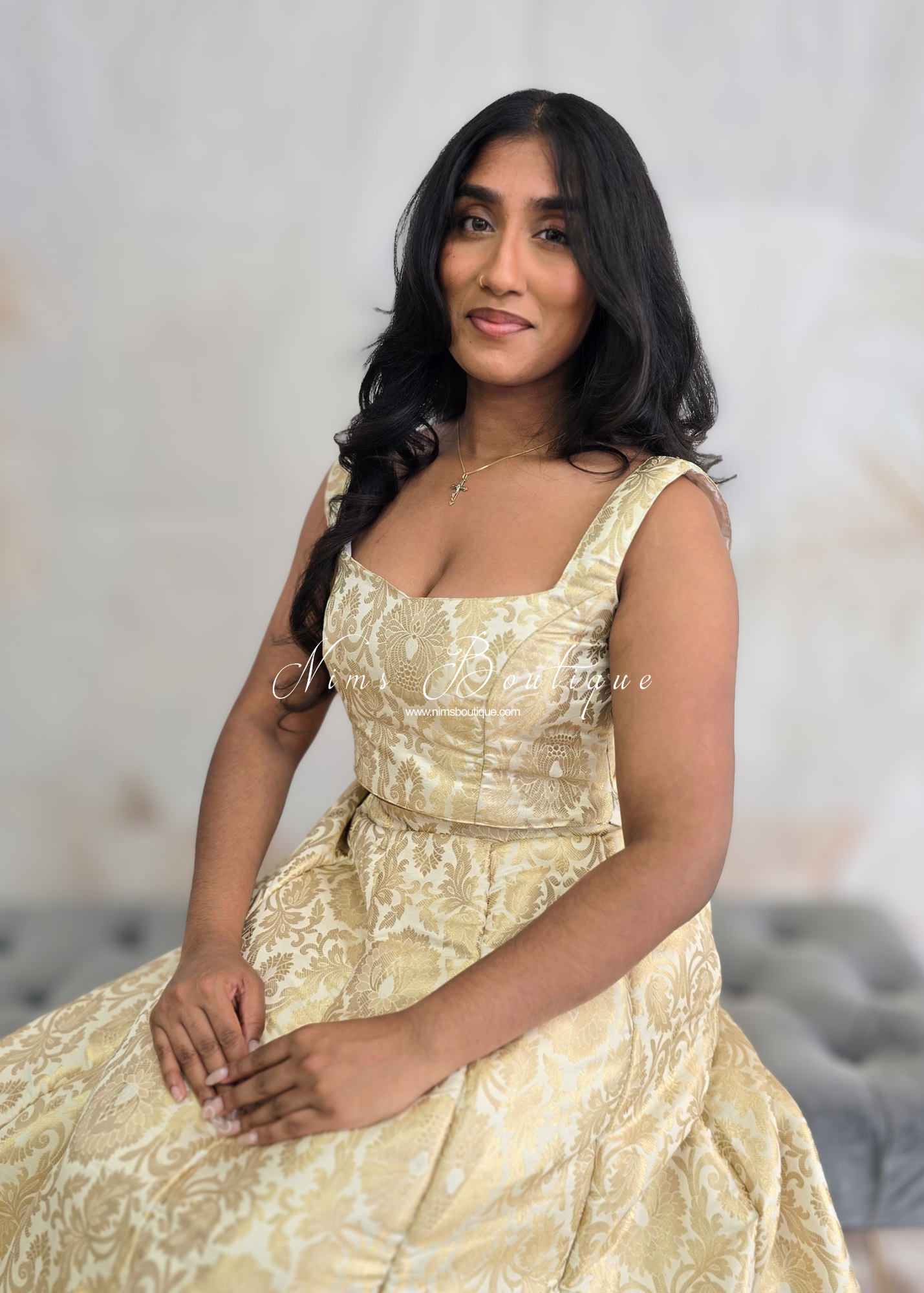 Ivory Brocade Sleeveless Blouse (4-16)