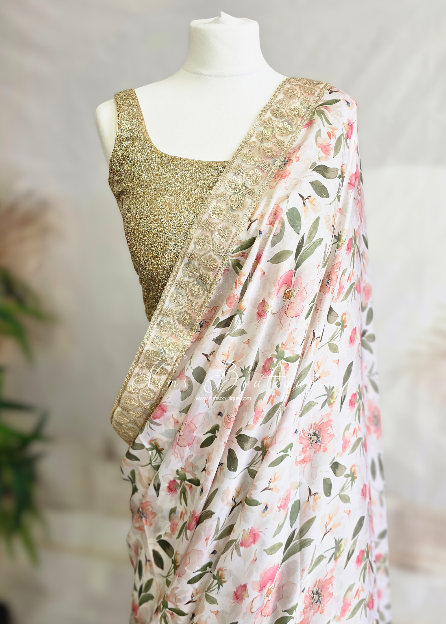 Olivia Satin Floral Organza Saree