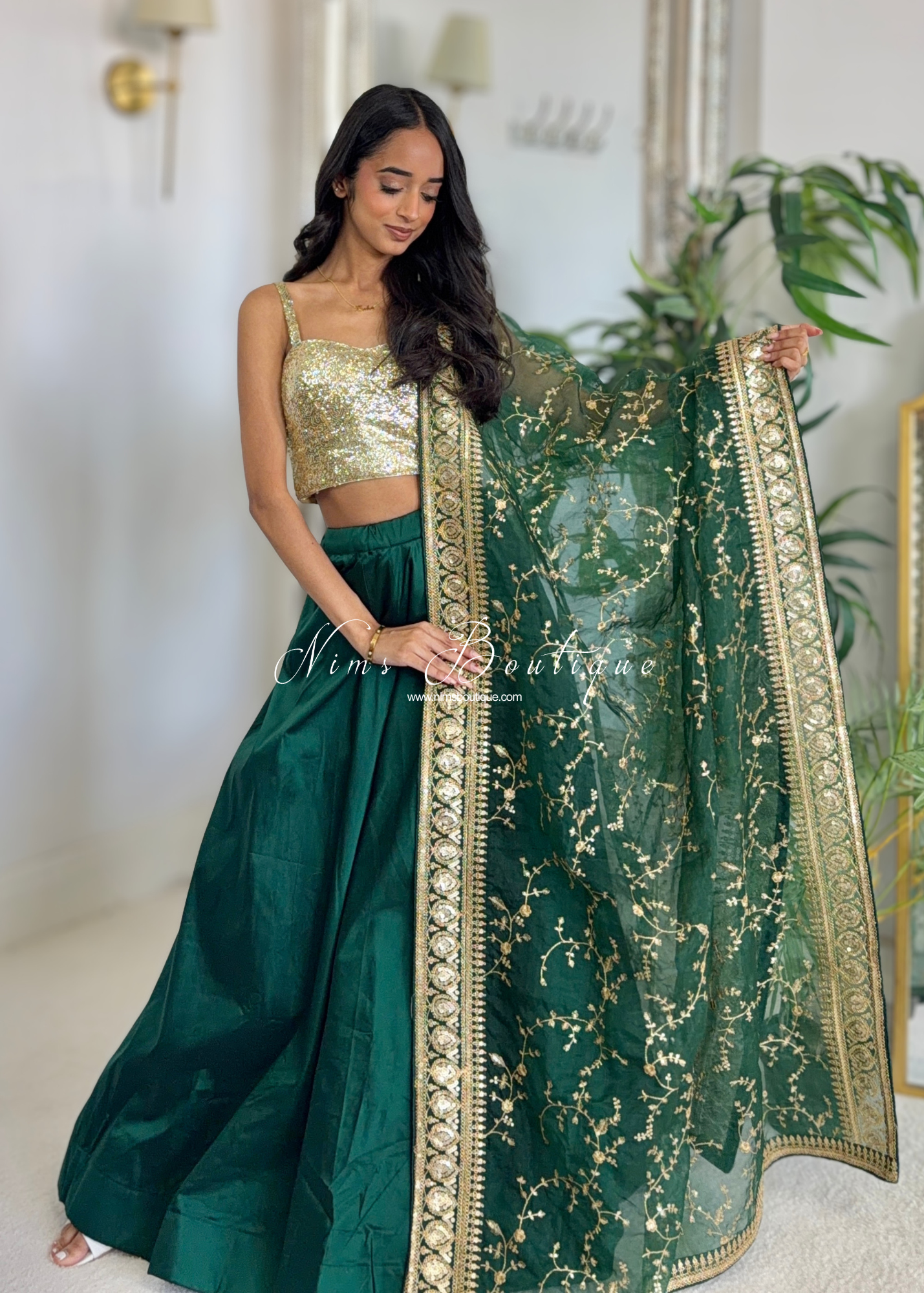 Readymade Dark Green Silk skirt/lehnga (sizes 4-20)