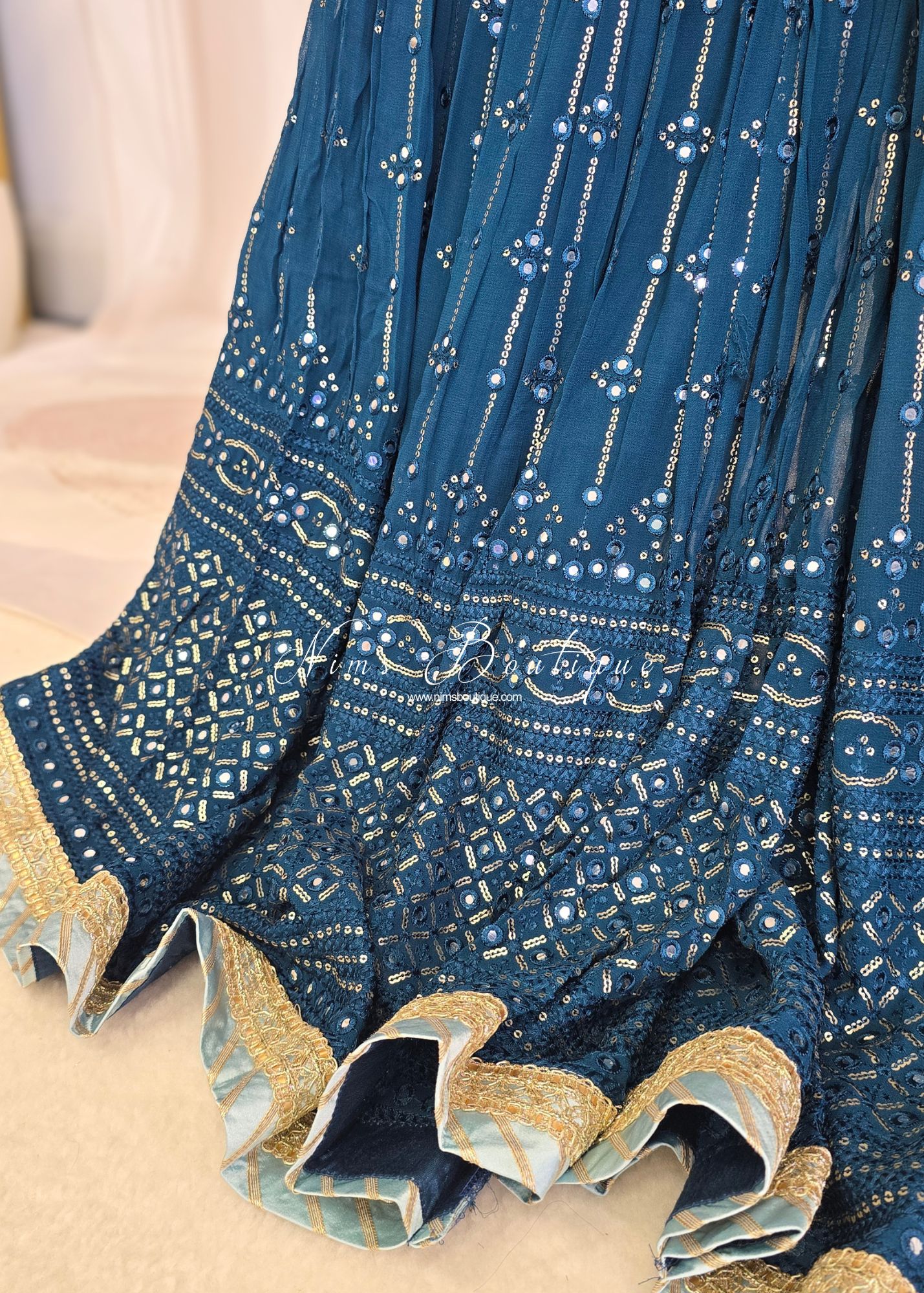 Dark Teal & Light Blue Gharara Suit (size 10-12)