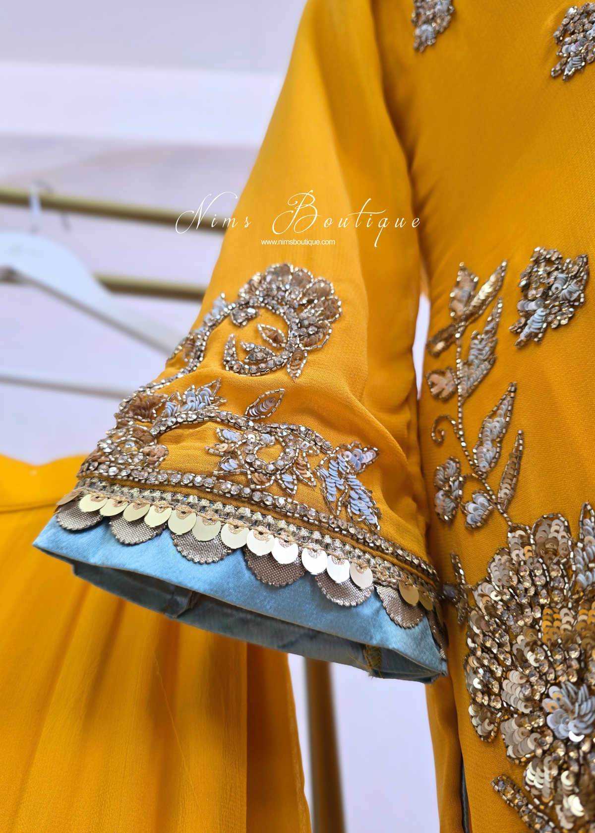 Mustard & Light Blue Gharara Suit (size 10-12)