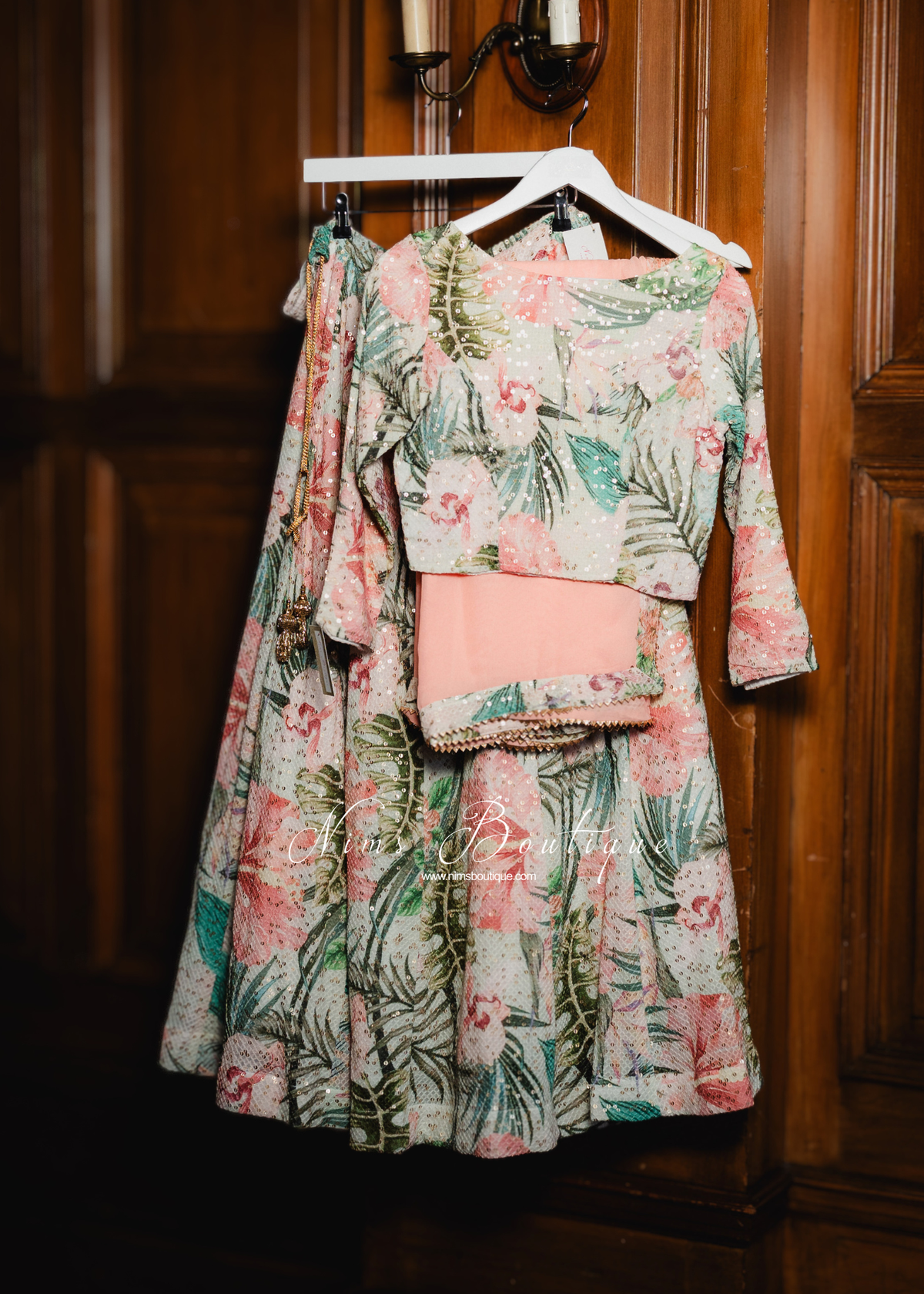 Isabella Long Sleeve Ivory & Green Floral Blouse
