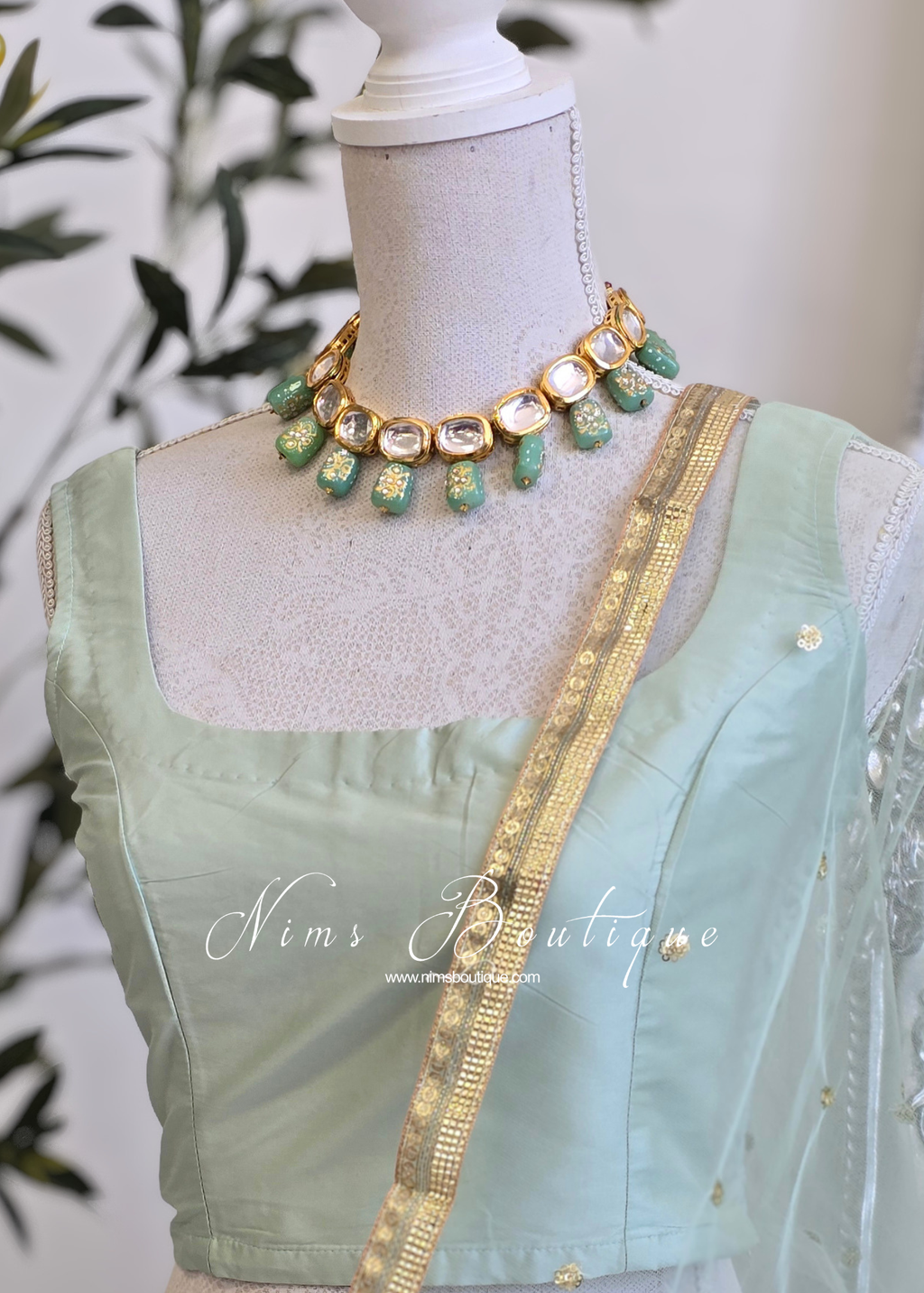 NB Dusky Mint Net Sequin Dupatta/Chunni