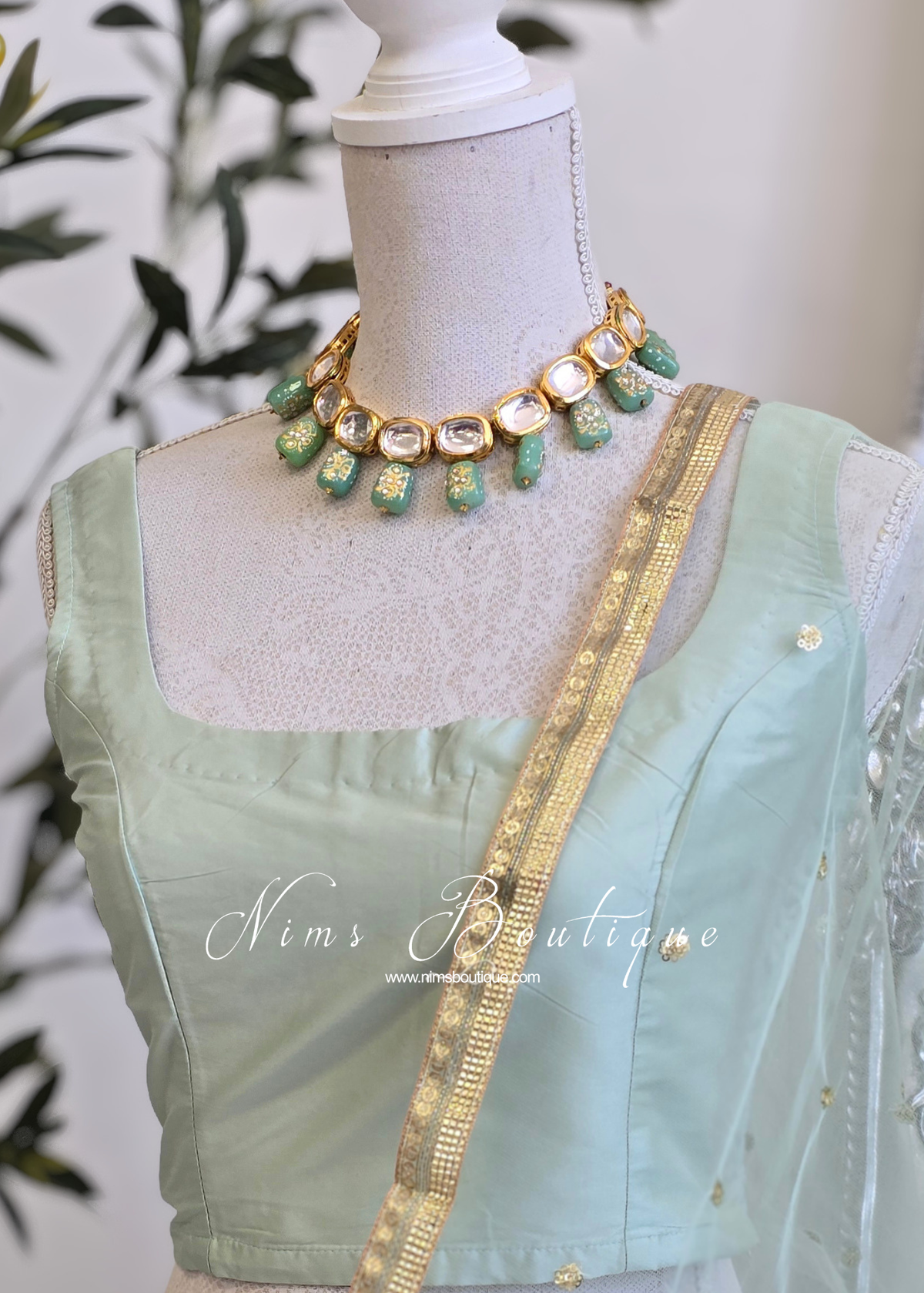 NB Dusky Mint Net Sequin Dupatta/Chunni
