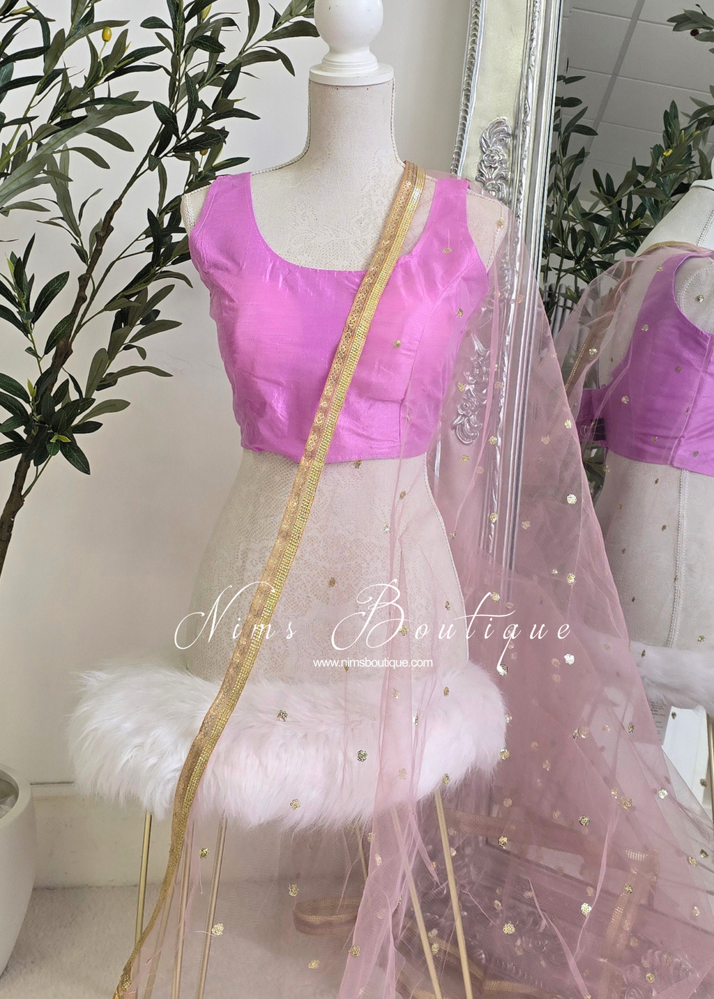 NB Dusky Lilac/Mauve Net Sequin Dupatta/Chunni