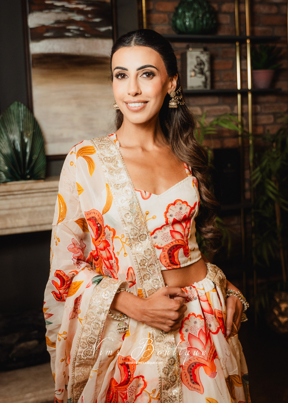 Evelina Ivory & Orange Floral Strap Blouse (sizes 6-12)