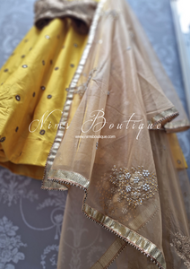 Gold Net Pearl Embellished Dupatta/Chunni (NP2)