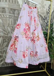 La Floraison Lilac Georgette Floral readymade skirt/lehnga (sizes 4-16)