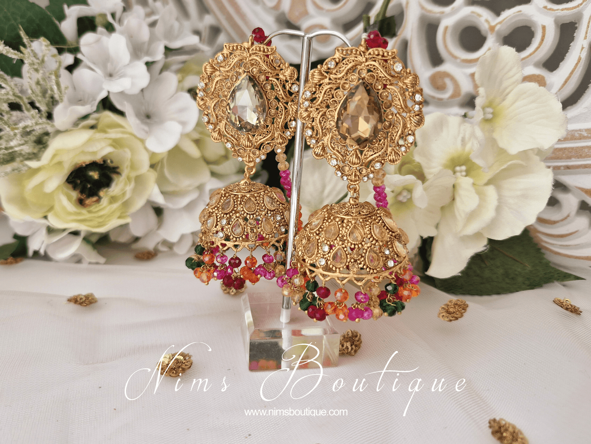 Nims Boutique Anjali Multicolour Chumke with earring chains
