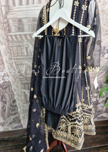 Sofiya Black Sequin Long Sleeve Anarkali Suit with Pajami (18-20)