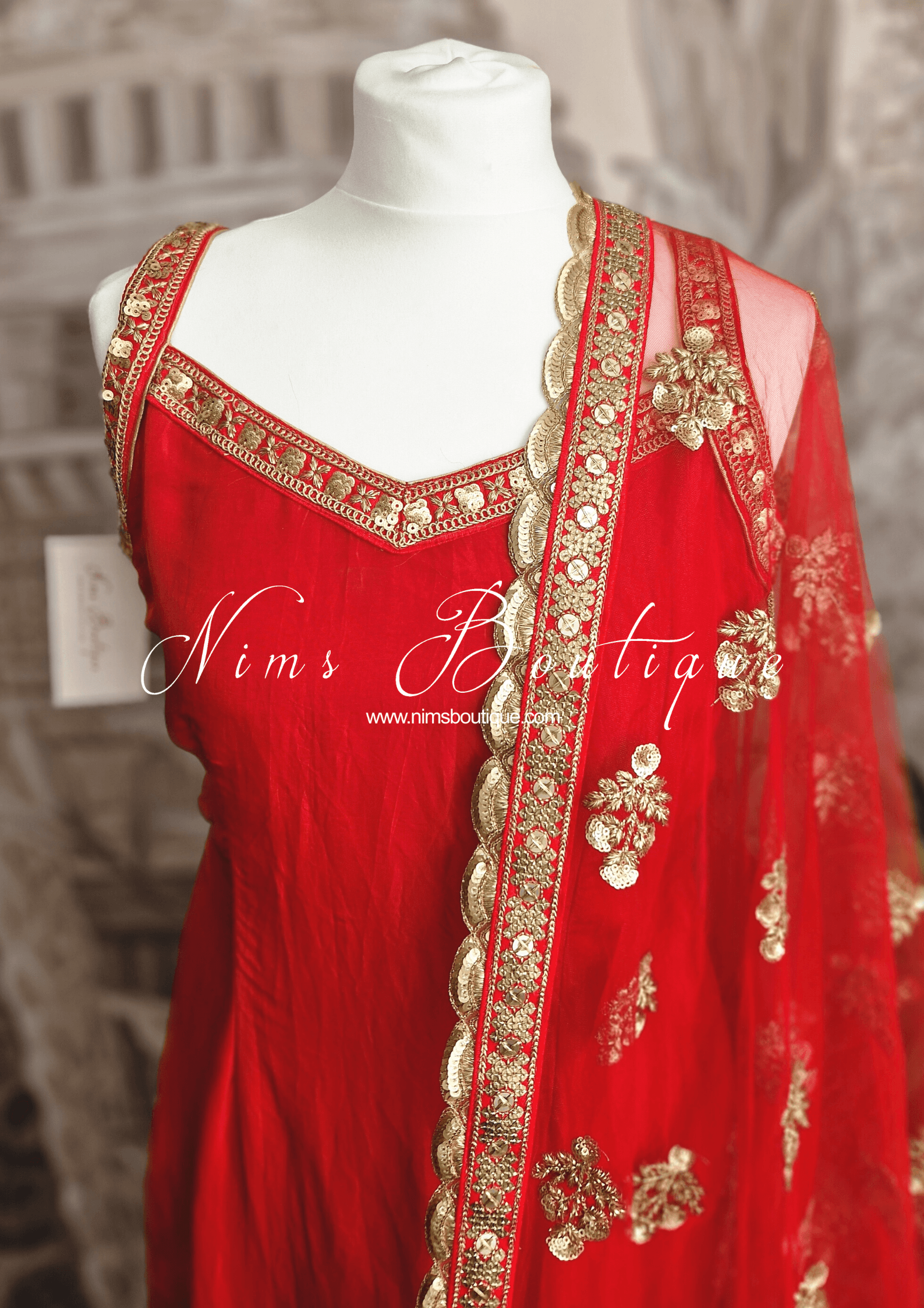 Nims Boutique The NB Classic Sleeveless Red Silk Pajami Suit sizes 4 to 20