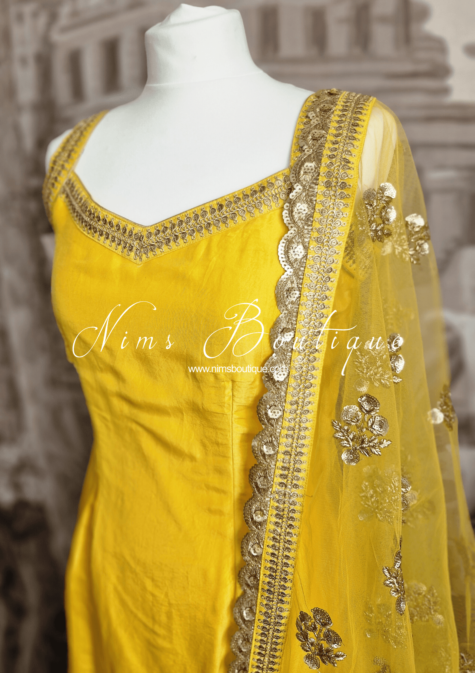Nims Boutique The NB Classic Sleeveless Yellow Silk Pajami Suit sizes 4 to 22