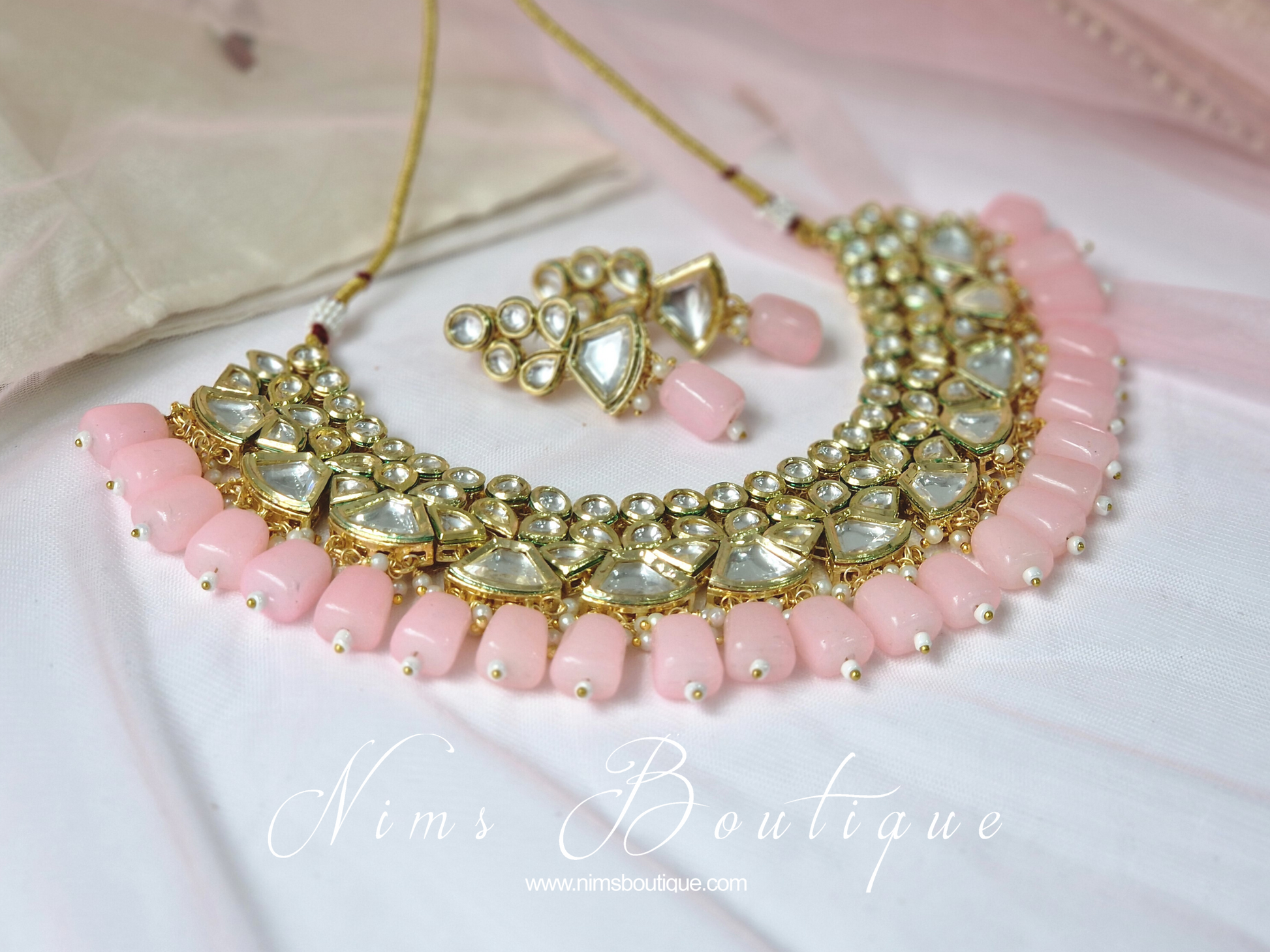 Nims Boutique Freya Pink Kundan Set