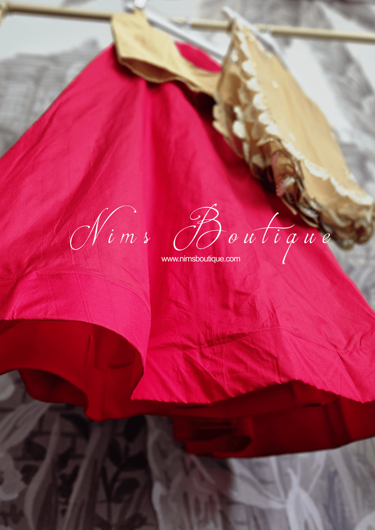 Nims Boutique Red Plain Semi stitched skirt/lehnga