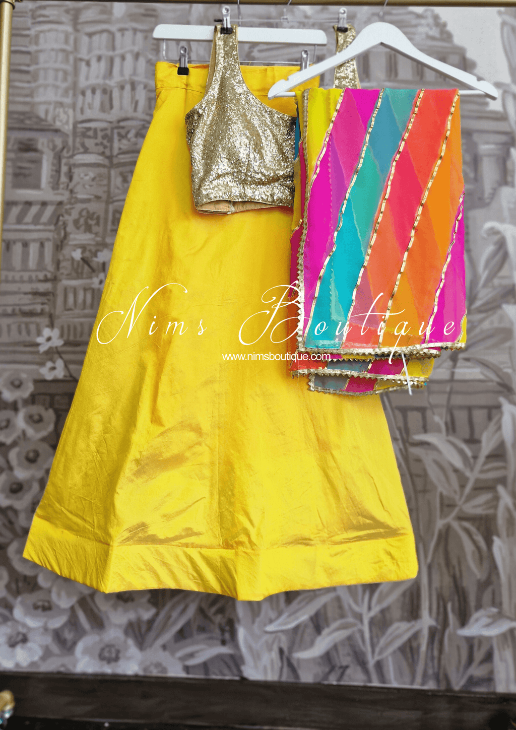 Nims Boutique Deep Yellow Plain Semi stitched skirt/lehnga