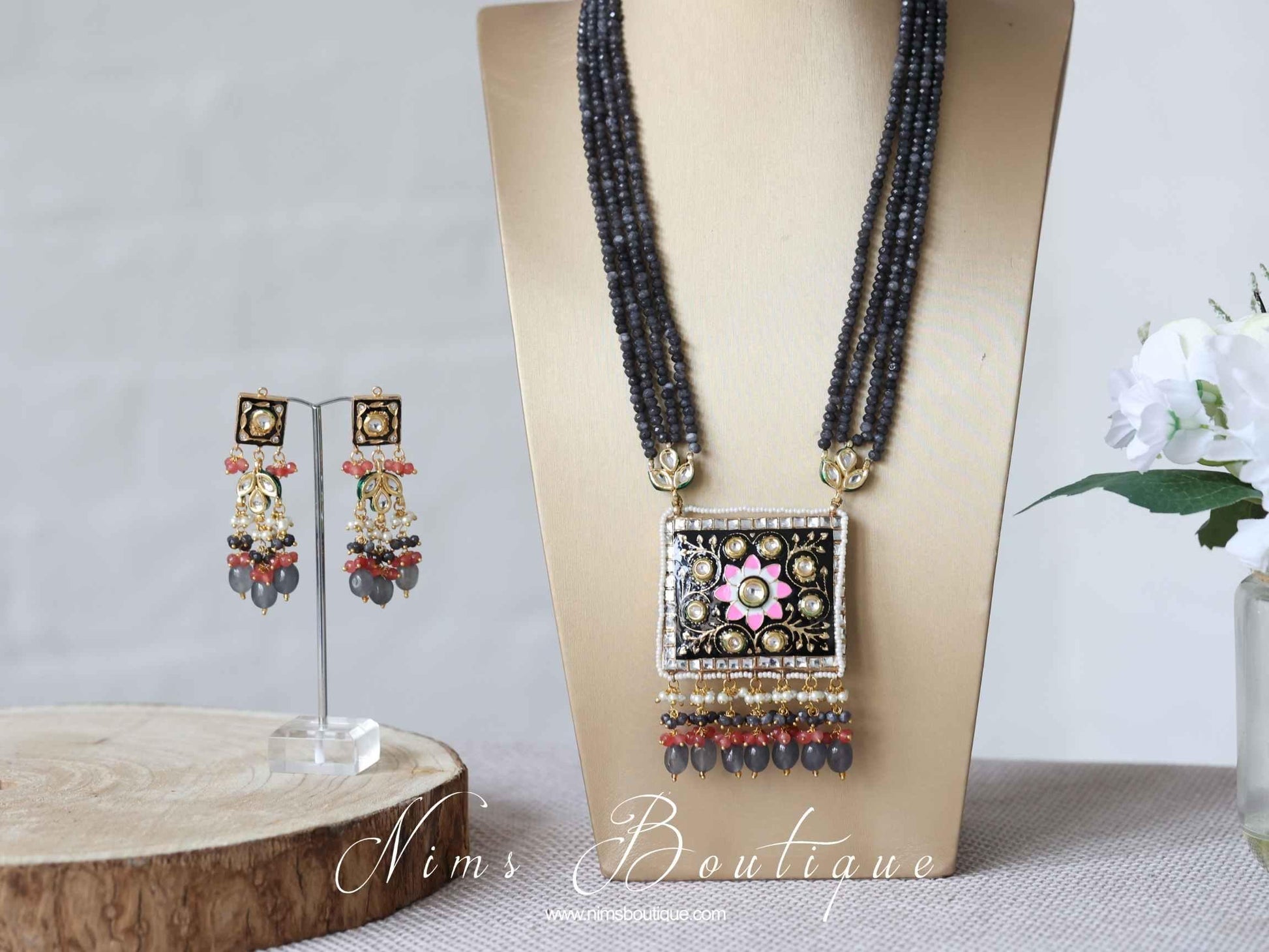 Nims Boutique Nishita Black Meenakari Haar Set