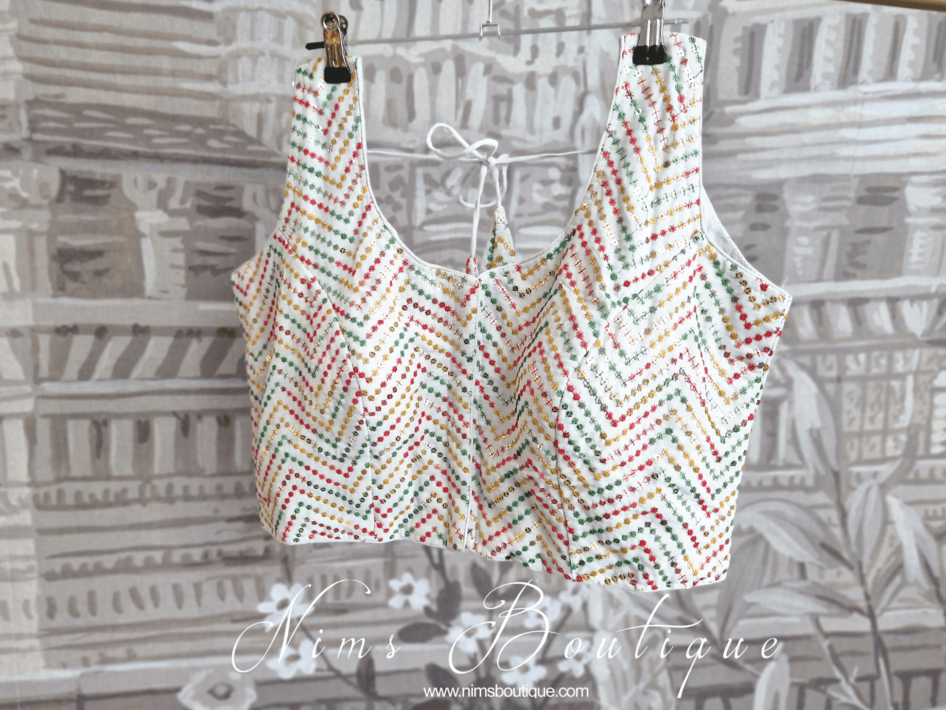 Nims Boutique The NB White Multicolour Blouse 16-18