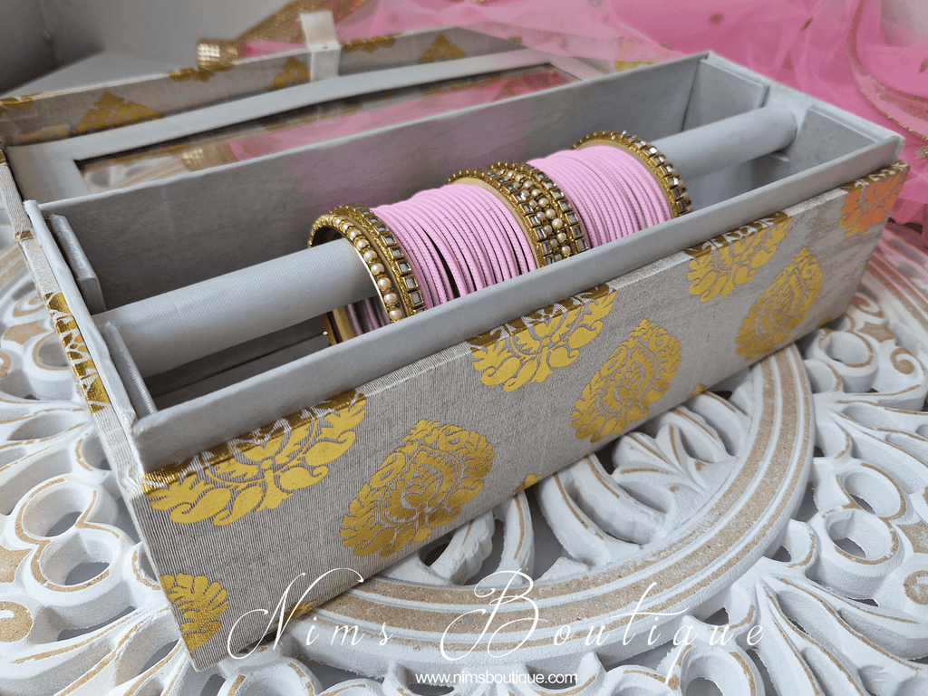 Nims Boutique Light Pink & Kundan Set of Bangles LPN