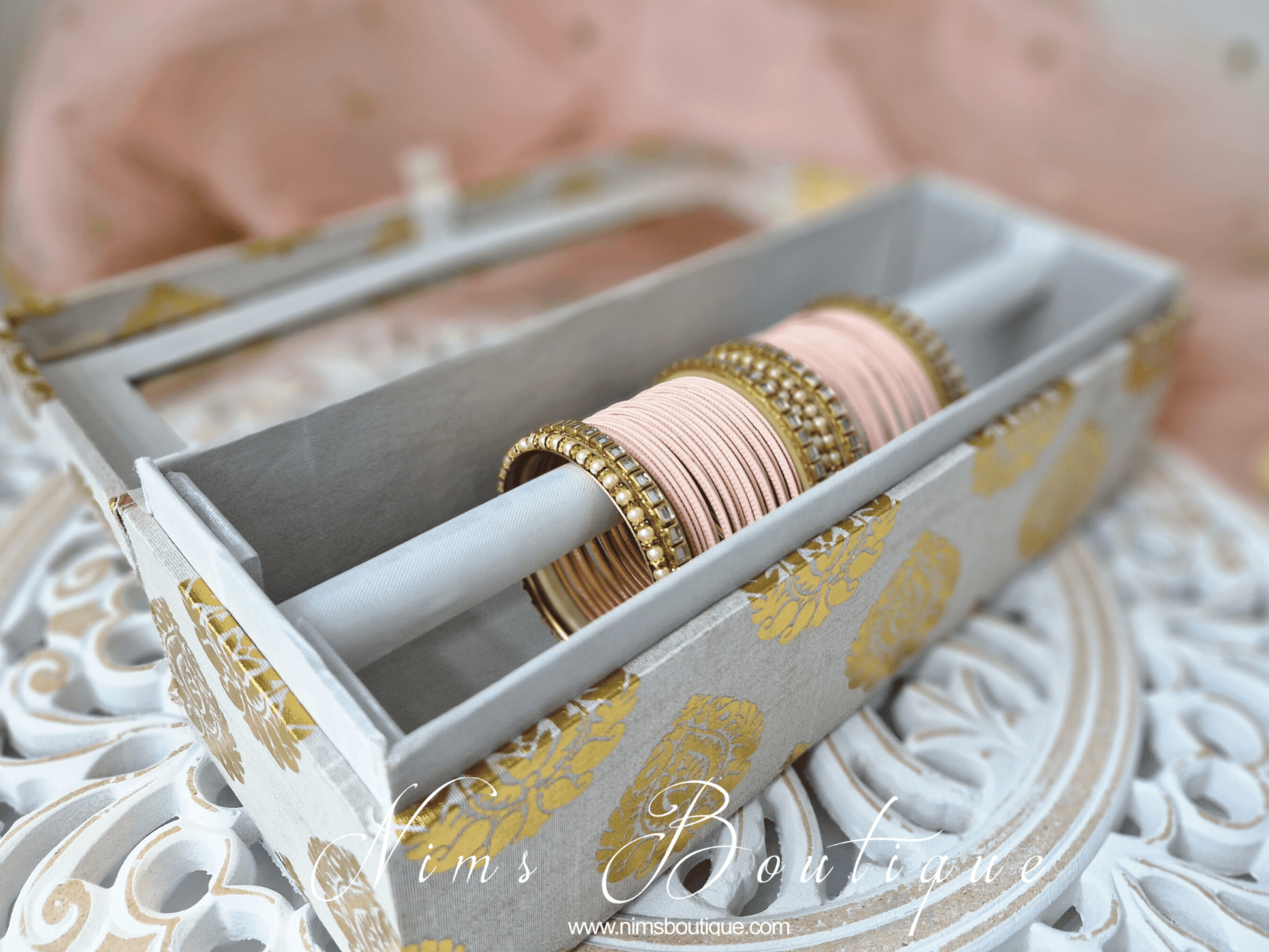 Nims Boutique Peach & Kundan Set of Bangles PN