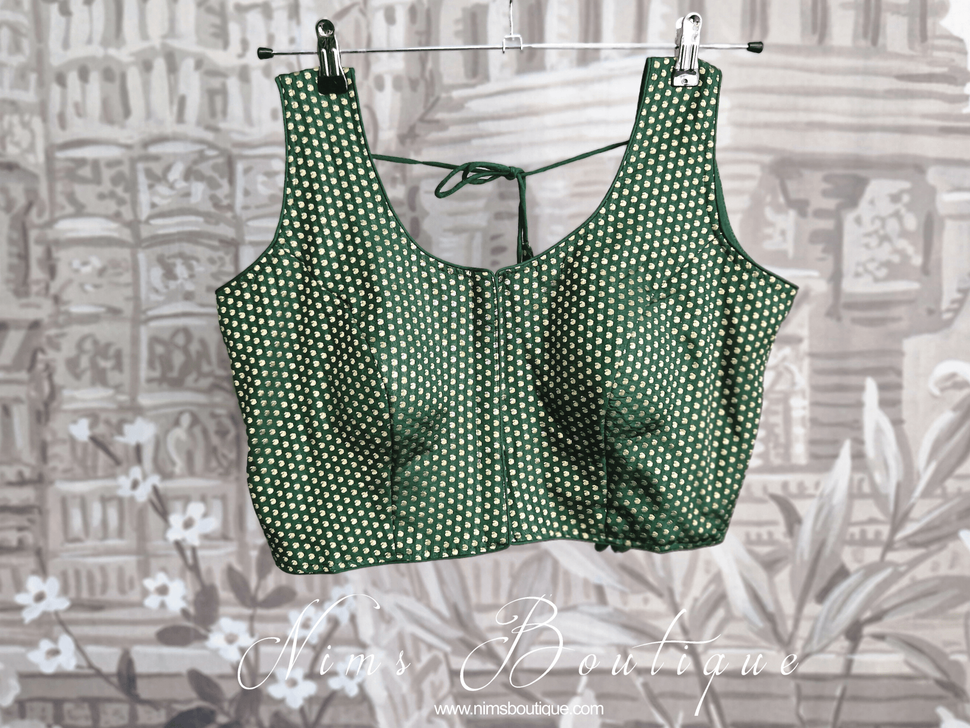 Nims Boutique The NB Green Brocade Blouse 16-18