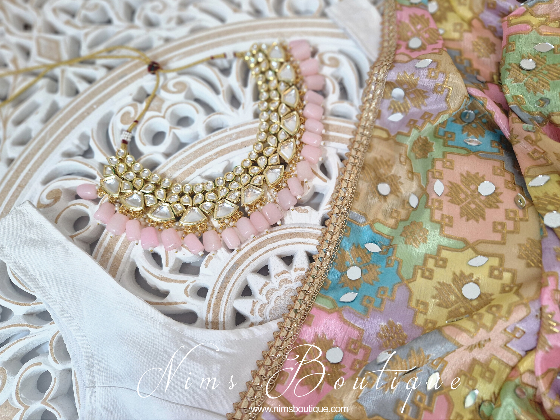 Nims Boutique Freya Pink Kundan Set