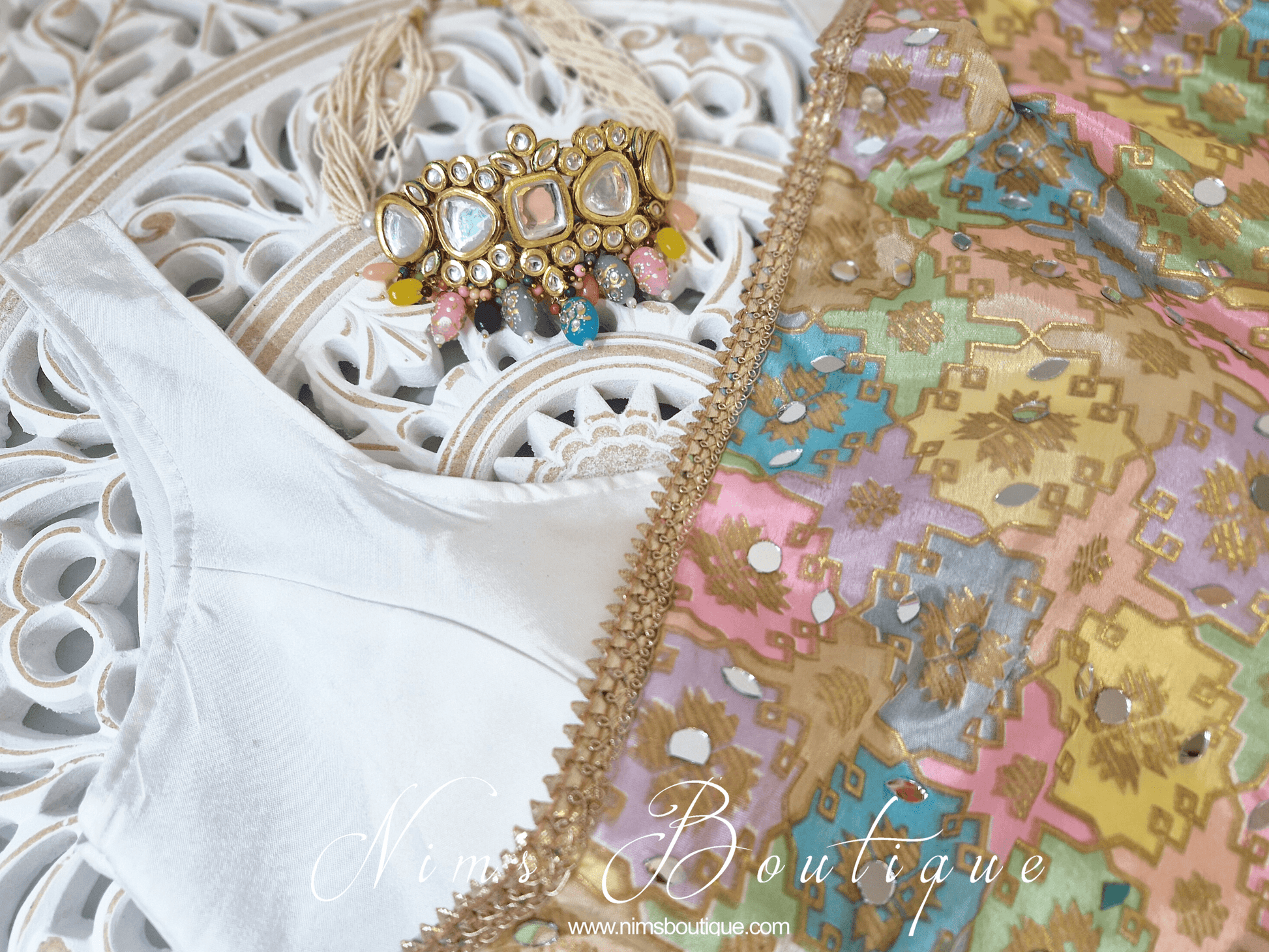 Nims Boutique Raman Multicolour Kundan Choker Set