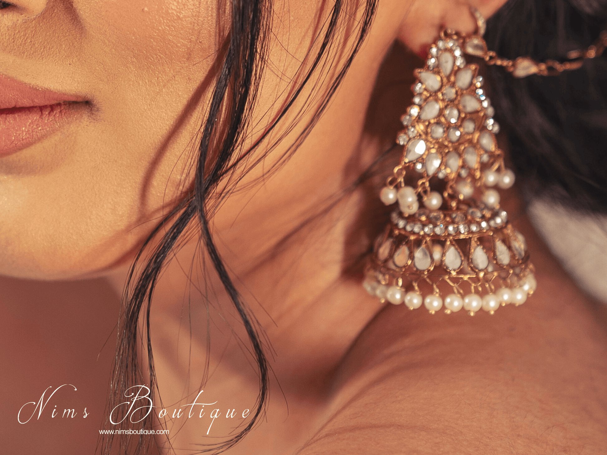 Nims Boutique Large Nandini Maharani Antique Gold & Pearl Chumke