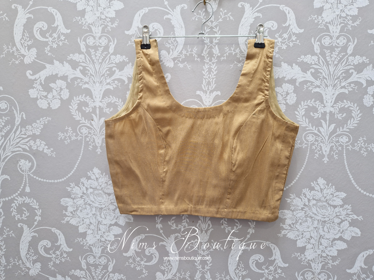 Sleeveless Gold Raw Silk Blouse (4-12)