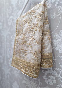 Mahi Luxury Ivory Organza Embroidered Dupatta/Chunni