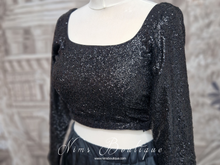 Luxury Black Sequin Long sleeved Blouse (size 4-22)