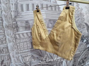 Gold Luxury Silk V Neck Blouse (size 4-16)